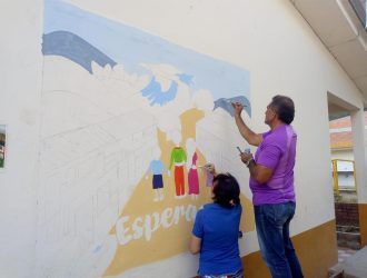 avance de la puntura del mural monteloro